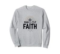 Man of Faith Religious Devotional Cross for Men Sweatshirt, Adult Unisex, Heather Grey, S