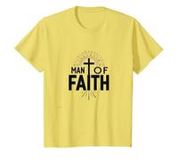 Man of Faith Religious Devotional Cross for Men T-Shirt, Kids, Lemon, 3 Years