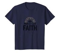 Man of Faith Religious Devotional Cross for Men T-Shirt, Kids, Navy, 12 Years
