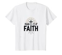 Man of Faith Religious Devotional Cross for Men T-Shirt, Kids, White, 6 Years