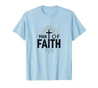 Man of Faith Religious Devotional Cross for Men T-Shirt, Men, Baby Blue, 3XL