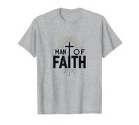 Man of Faith Religious Devotional Cross for Men T-Shirt, Men, Heather Grey, XXL