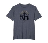 Man of Faith Religious Devotional Cross for Men T-Shirt, Men's Big and Tall, Heather Blue, 2X Tall