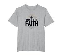 Man of Faith Religious Devotional Cross for Men T-Shirt, Men's Big and Tall, Heather Grey, 2X Tall