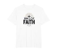 Man of Faith Religious Devotional Cross for Men T-Shirt, Men's Big and Tall, White, 3X Tall