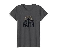 Man of Faith Religious Devotional Cross for Men T-Shirt, Women, Dark Heather Grey, L