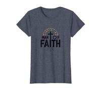 Man of Faith Religious Devotional Cross for Men T-Shirt, Women, Heather Blue, S