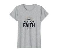 Man of Faith Religious Devotional Cross for Men T-Shirt, Women, Heather Grey, XXL