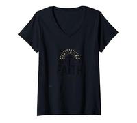 Man of Faith Religious Devotional Cross for Men V-Neck T-Shirt, Women, Black, XXL