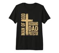Man of God Father's Day Men Husband Dad Protector Premium T-Shirt
