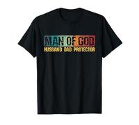 Man Of God Husband Dad Protector Christian Faith Fathers Day T-Shirt