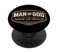 Man Of God Husband Dad Protector Christian Father Jesus Papa PopSockets Adhesive PopGrip