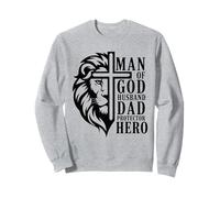 Man of God Husband Dad Protector Hero Lion Cross Christian Sweatshirt