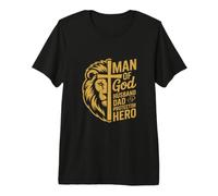 Man of God Husband Dad Protector Hero Strength Design Premium T-Shirt