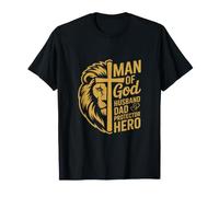 Man of God Husband Dad Protector Hero Strength Design T-Shirt