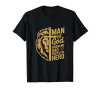 Man of God Husband Dad Protector Hero Strength Design Value Graphic T-Shirt, Men, Black, XL