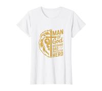 Man of God Husband Dad Protector Hero Strength Design Value Graphic T-Shirt, Women, White, M