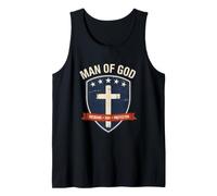 Man of God Husband Dad Protector Religious Cross Fathers Day Tank Top