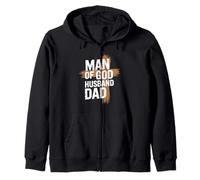 Man Of God Husband Dad Religious Cross Father's Day Faith Zip Hoodie