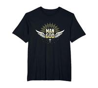 Man of God: Radiant Faith Wings Inspirational T-Shirt, Men's Big and Tall, Black, 3X Tall