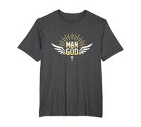 Man of God: Radiant Faith Wings Inspirational T-Shirt, Men's Big and Tall, Dark Heather Grey, 3X Tall