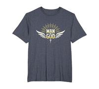 Man of God: Radiant Faith Wings Inspirational T-Shirt, Men's Big and Tall, Heather Blue, 3X Tall