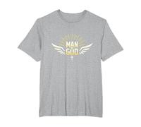 Man of God: Radiant Faith Wings Inspirational T-Shirt, Men's Big and Tall, Heather Grey, 3X Tall
