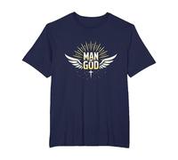 Man of God: Radiant Faith Wings Inspirational T-Shirt, Men's Big and Tall, Navy, 3X Tall