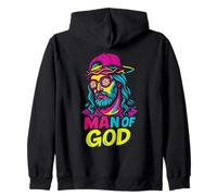 Man Of God - Vintage Colorful Jesus Christian Faith Zip Hoodie