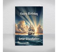 Man-of-War Warship Birthday Card for Great-Grandfather - Historic Wooden Naval Sailing Ship Keepsake for Maritime & Navy History Enthusiasts: Great-Grandfather Birthday Card (Size A5)