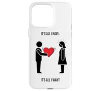 Man Offering Heart to Woman Minimalist Romantic Art Case for iPhone 15 Pro Max