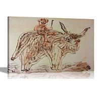 Man on Bull by Paul Klee Canvas Wall Art l Framed Prints l Expressionist Decoration Oil Painting Reprint Artwork for Home, Living Room, Large 86 x 61cm (34 x 24 inches) A1
