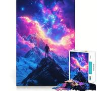 Man on Mountain Peak Jigsaw Puzzles for Adults 1000 Pieces Strong Logic Clear Color Fun Challenge Festive Gift (38x26cm)