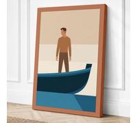 Man on the Bow Minimalist Canvas Wall Art Print 36x24 Inch