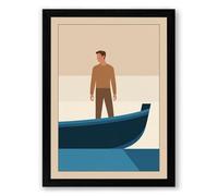 Man on the Bow Minimalist Framed Wall Art Print A4 (29.7×21cm) Black, Wall Decor for Living Room, Bedroom, Office & Home, Ready to Hang, Art Gift