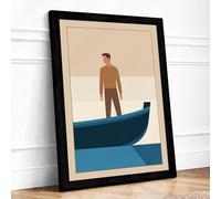 Man on the Bow Minimalist Framed Wall Art Print A4 Black