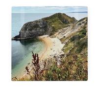 Man O'War Large Square Glass Worktop Protector - Coastal Beach Gift - Smooth Board Kitchen Chopping/Cutting Board Worktop Saver with Non-Slip Feet 30cm x 30cm (12" x 12")