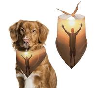 Man Raises His Arms Dog Bandana Triangle Dog Scarf Washable Polyester Dog Bibs Cute Pet Bandana for Medium Large Dogs Puppy and Cats