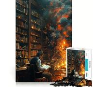Man Reading Amidst Fire 1000-piece Puzzle for Teenagers Recall Power Clear Color Family Activity Perfect Decor (38x26cm)