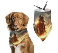 Man Ride A Motorcycle Dog Bandana Adjustable Pet Bibs Triangle Neck Scarf for Small Medium Dog Cats