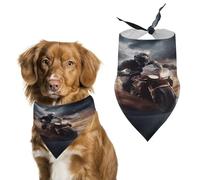 Man Ride A Motorcycle Dog Bandanas Adjustable Puppy Bandana Breed Bib Handkerchief Washable Triangle Pet Scarf Cat Dogs Kerchief Triangle Bibs Scarf for Small Medium Large Dogs