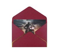 Man Ride A Motorcycle Luxury Pearl Paper Greeting Card With Gold Border, Blank Inside, With Envelope - Birthday, Wedding, Christmas, Valentine