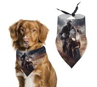 Man Ride A Motorcycle Pet Scarf Print Pet Triangle Bibs Scarf Dog Bandanas Cat Birthday Cute Soft Puppy Scarfs Washable Daily Handkerchief for Small Medium and Large Dogs