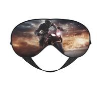 Man Ride A Motorcycle Sleep Mask for Women & Men - Double-Sided Eye Mask with Adjustable Strap, Soft Silky Feel, Light-Blocking & Breathable for Travel, Nap, Shift Work, Yoga