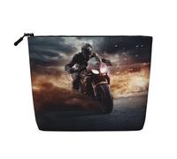Man Ride A Motorcycle Toiletry Bags for Women, Portable Travel Cosmetic Bag, Daily Organiser with Zipper