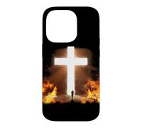 Man Running to Christian Cross of Jesus Christ in the Rock Case for iPhone 14 Pro