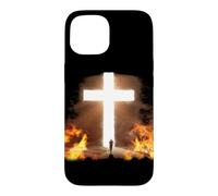 Man Running to Christian Cross of Jesus Christ in the Rock Case for iPhone 15