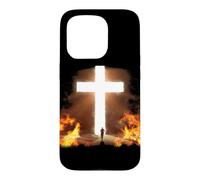 Man Running to Christian Cross of Jesus Christ in the Rock Case for iPhone 15 Pro