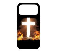Man Running to Christian Cross of Jesus Christ in the Rock Case for iPhone 17 Pro Max