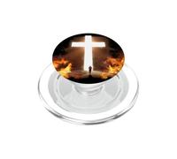 Man Running to Christian Cross of Jesus Christ in the Rock PopSockets PopGrip for MagSafe